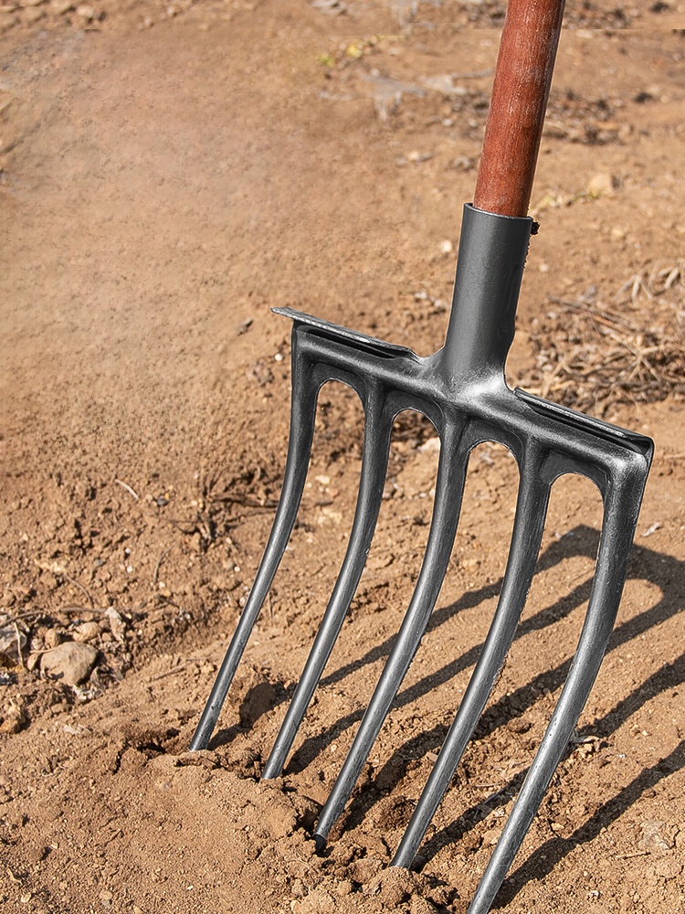Spade Digging Fork - Soil Tilling Fork Farming Tool Four-Tooth