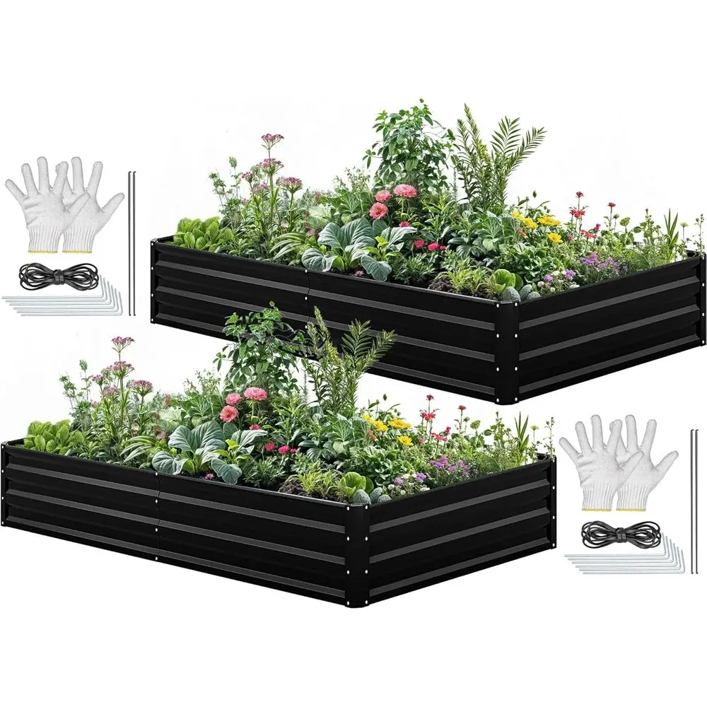 Raised Bed Planter Box - 96x48x12 Galvanized Steel Raised Garden Bed
