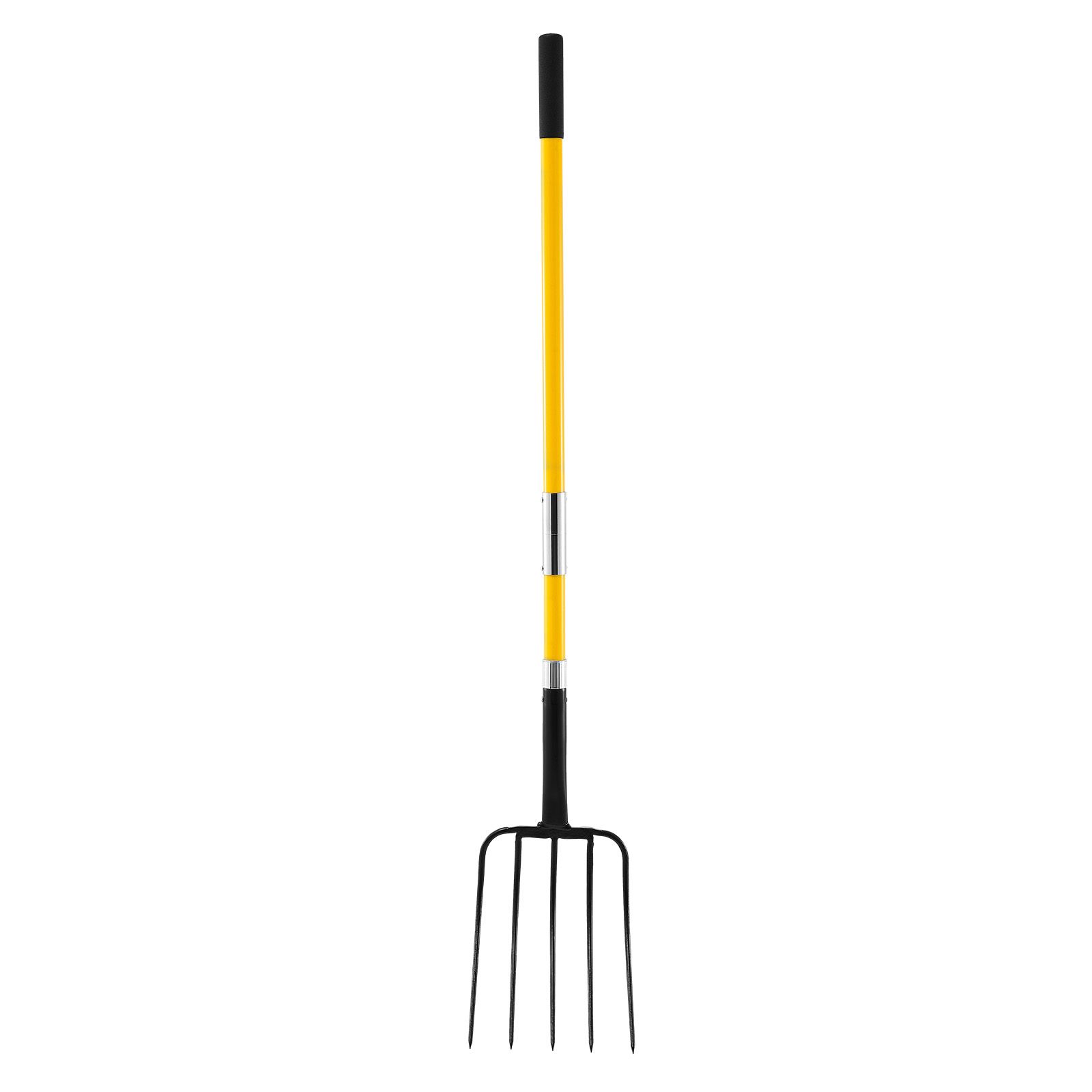 Spade Digging Fork - Garden Fork, 5-Tine Gardening Pitchfork with