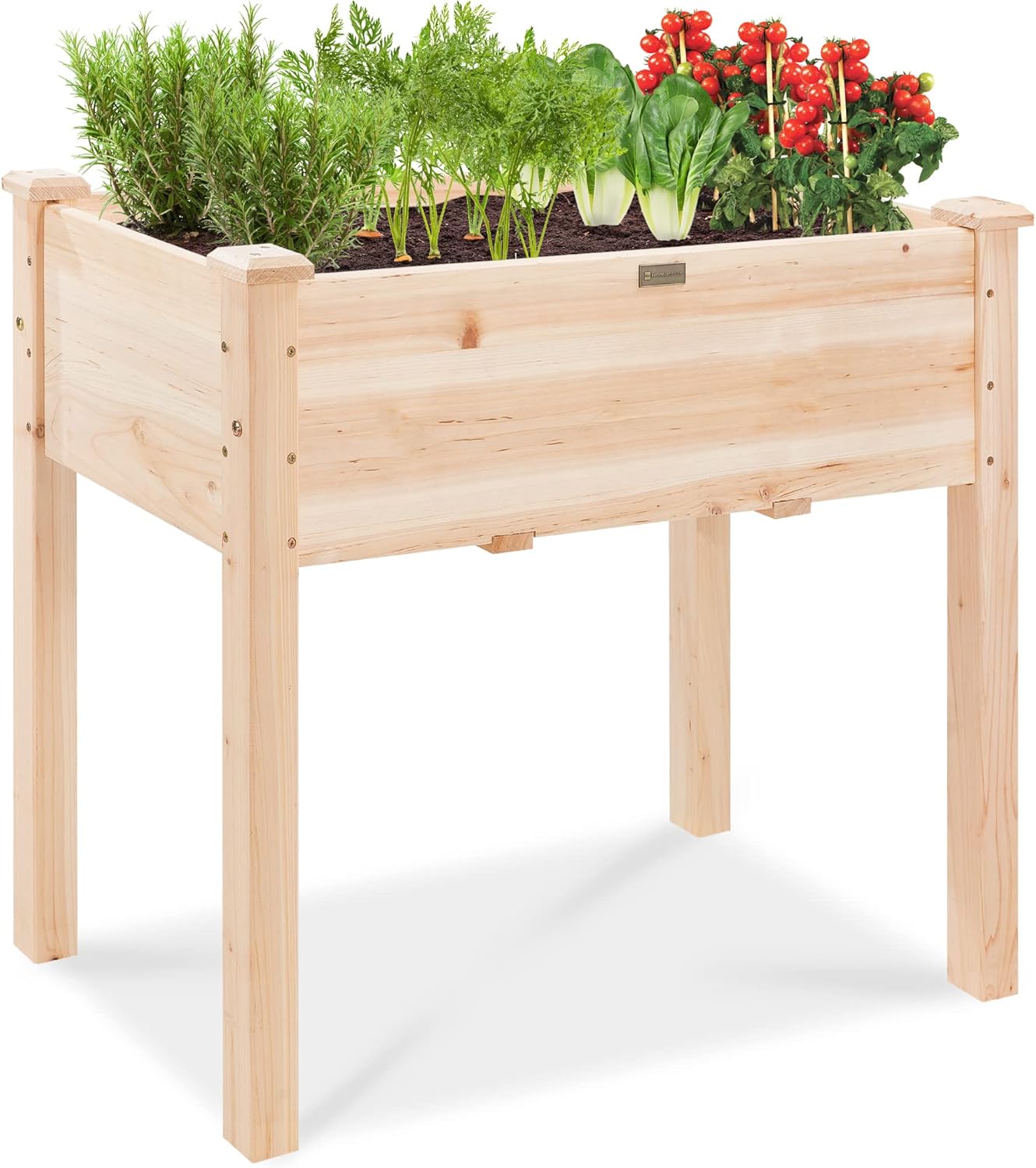Raised Bed Planter Box - 34x18x30in Raised Garden Bed, Elevated Wood