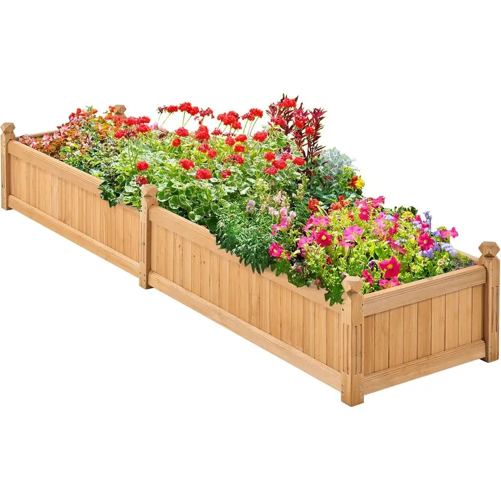 Raised Bed Planter Box - Light Brown Wooden Raised Garden Bed