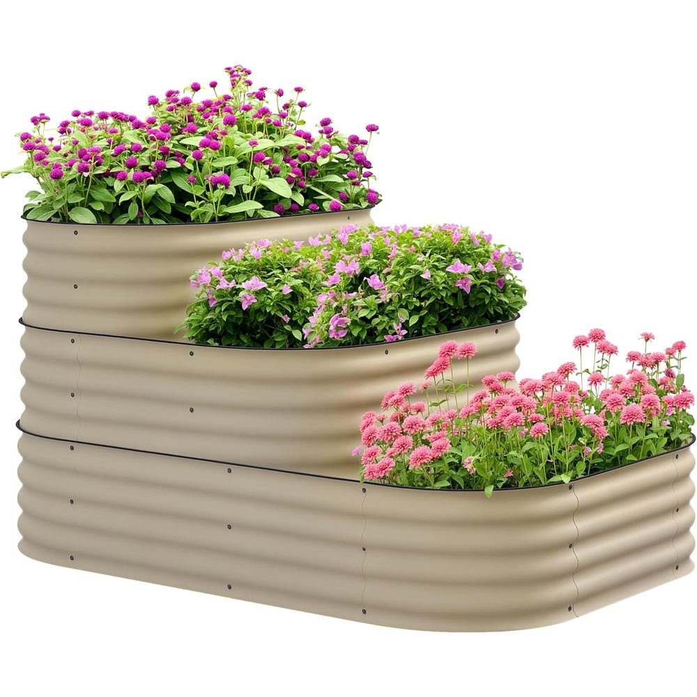 Raised Bed Planter Box - 3-Tier Steel Raised Garden Bed, 62.25