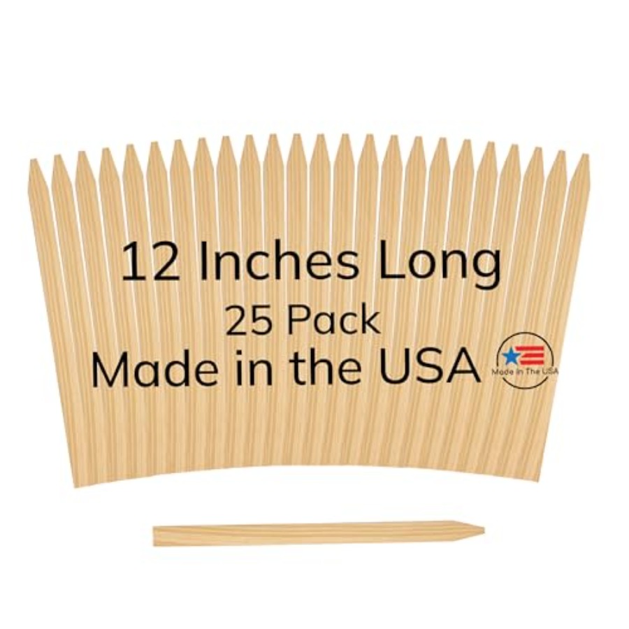 Garden Row Marker - 25 Pack Wooden Garden Stakes, 12