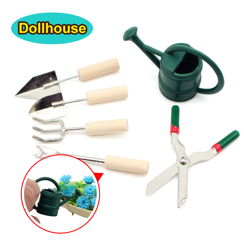 Gardening Tools Set - 1/12 Dollhouse Simulation Watering Can Spade