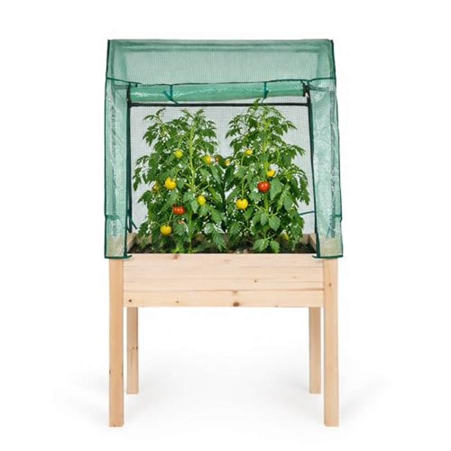 Raised Bed Planter Box - Outdoor Elevated Garden Bed With Greenhouse