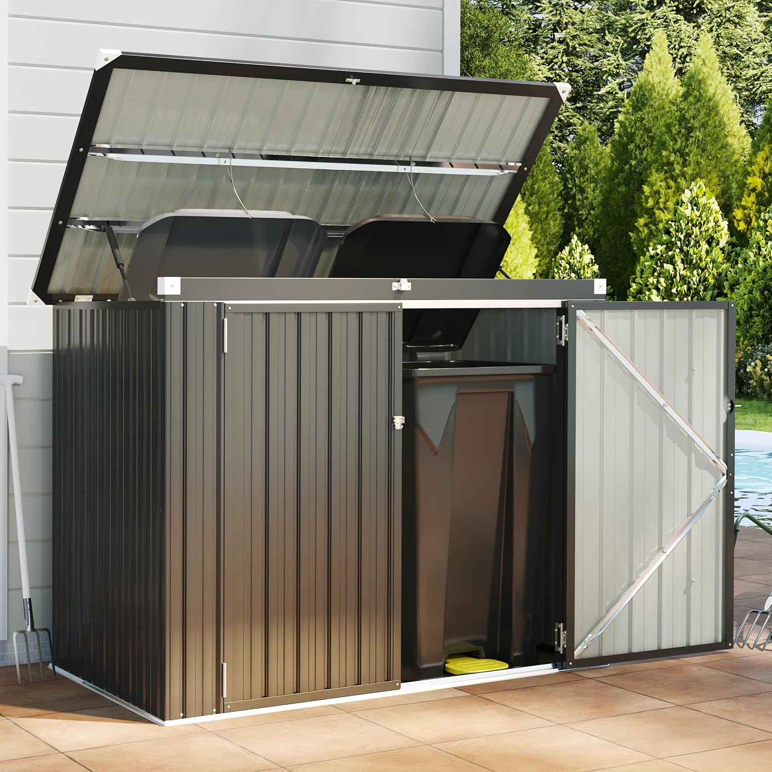 Gardening Tools Box - Outdoor Trash Can Storage Shed Waterproof