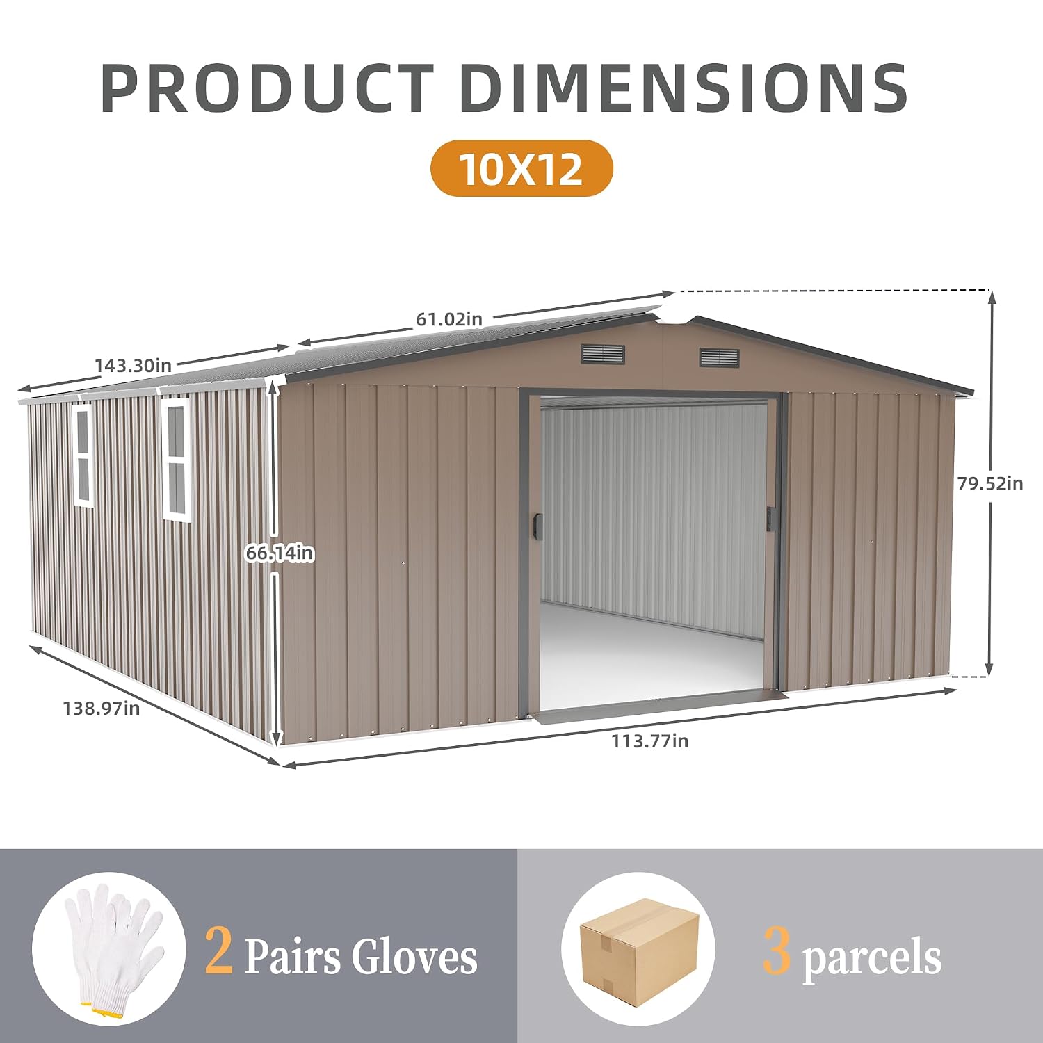 10x12 FT Outdoor Storage Shed, - đánh giá và giá Gardening Tools Set