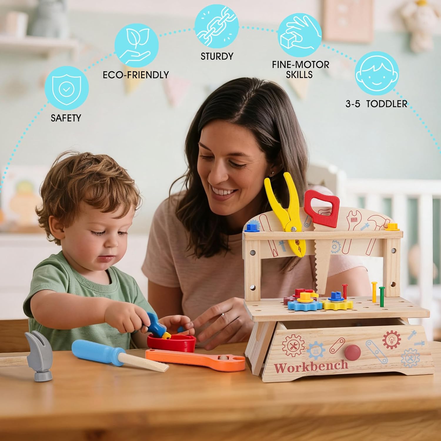Wooden Tool Bench for Kids,Mon - đánh giá và giá Gardening Tools For Toddlers