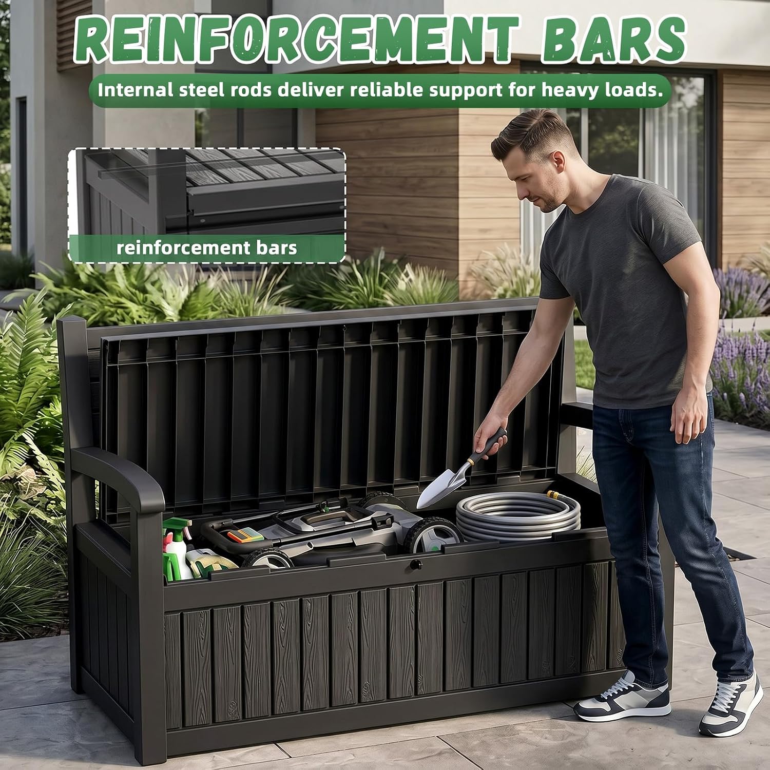 Large Outdoor Storage Bench De - đánh giá và giá Gardening Tools Box
