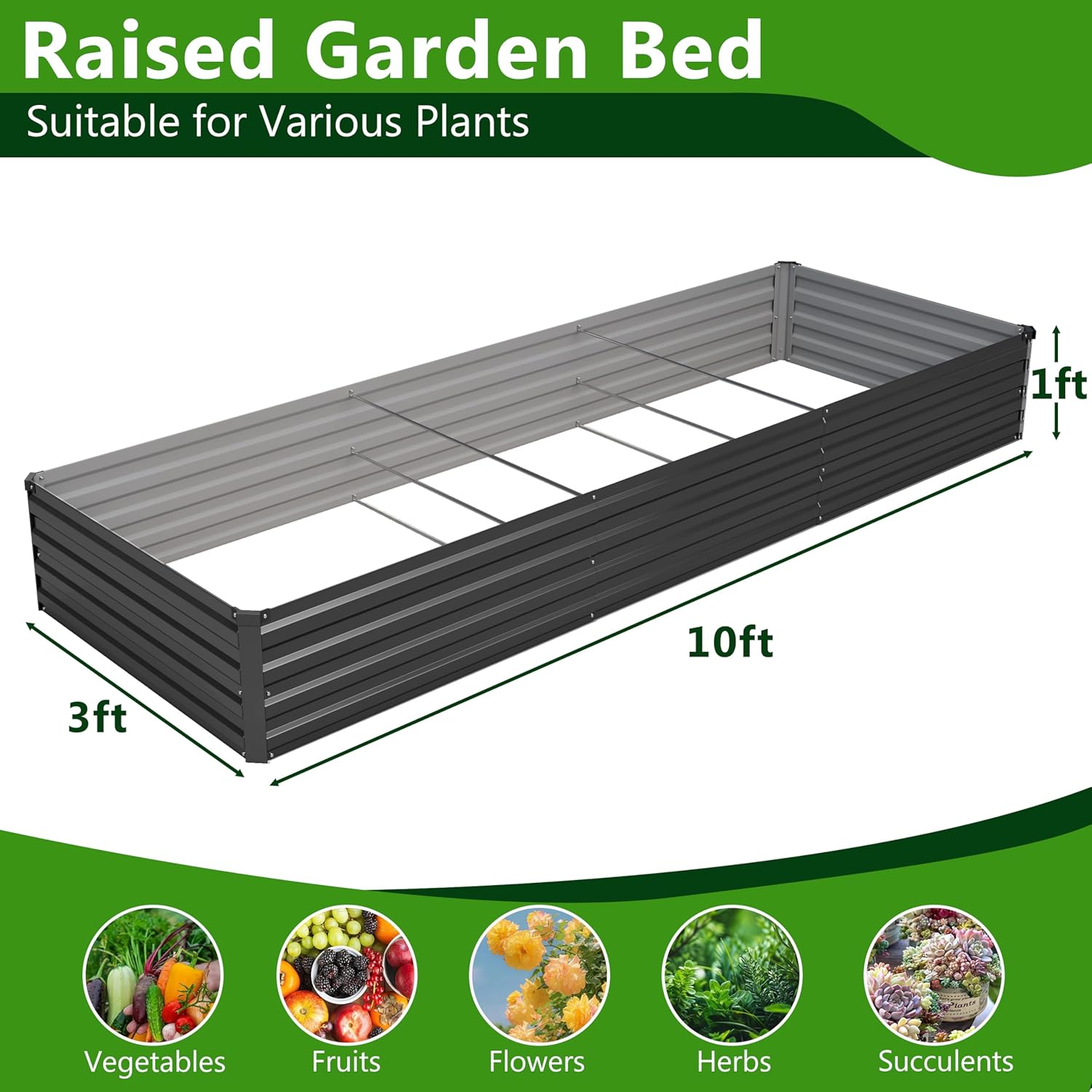 2PCS 10x3x1ft Galvanized Raise - đánh giá và giá Raised Bed Planter Box