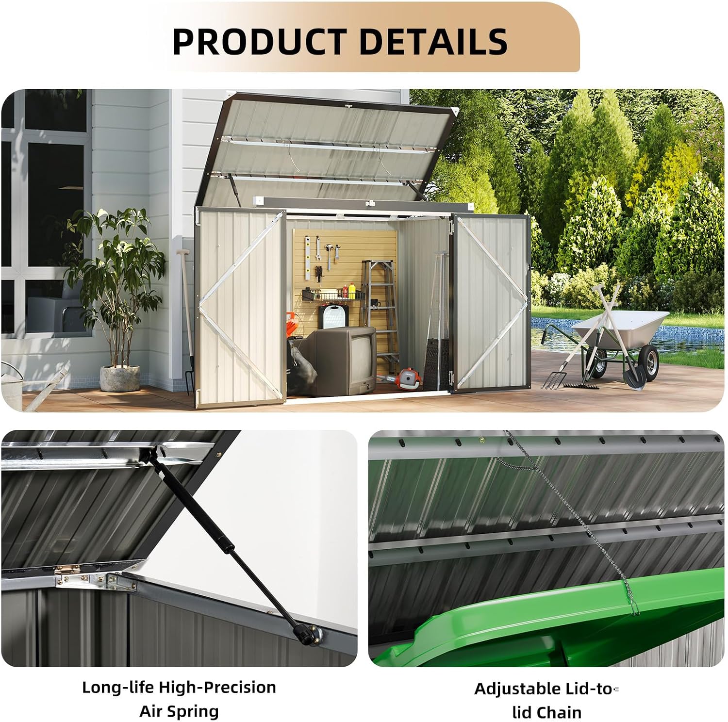 Outdoor Trash Can Storage Shed - đánh giá và giá Gardening Tools Box