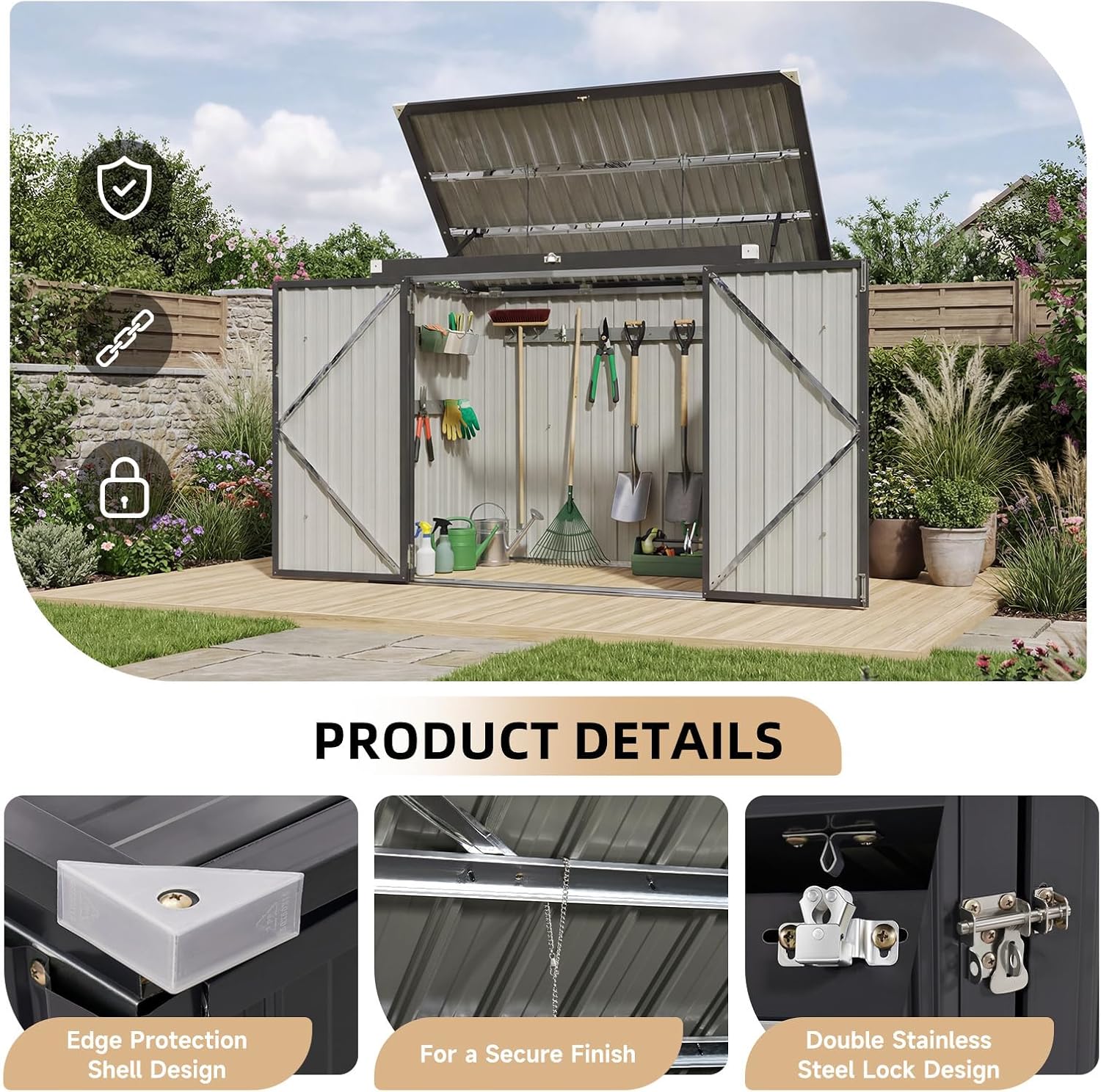 Outdoor Trash Can Storage Shed - đánh giá và giá Gardening Tools Box