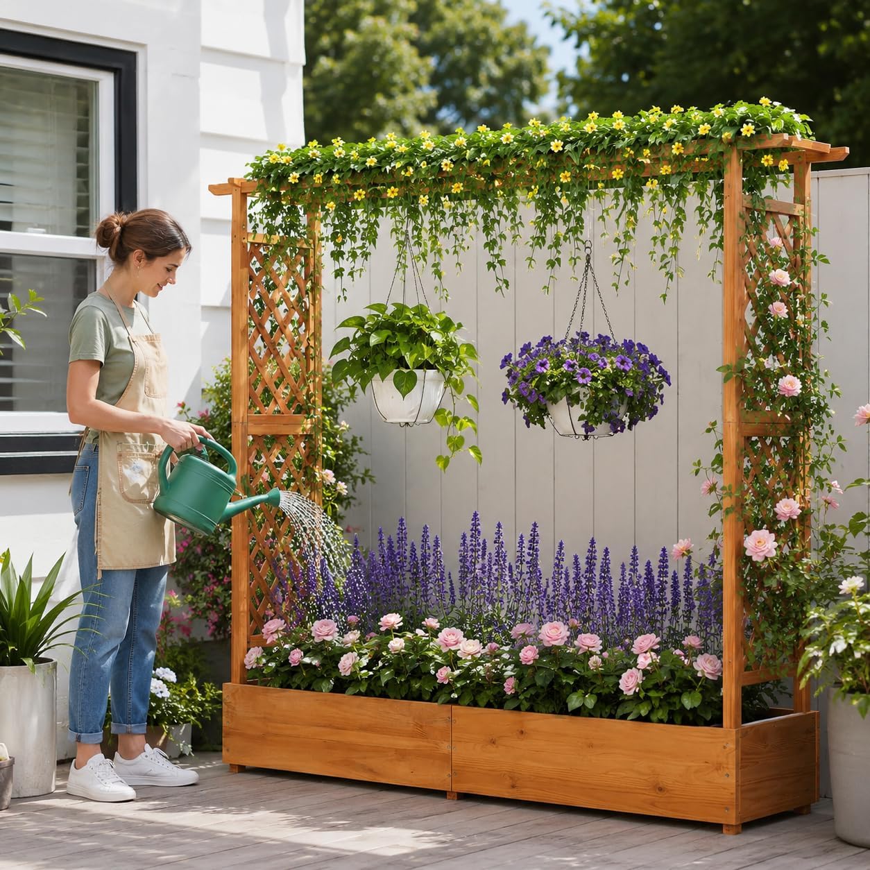 Raised Garden Bed with Trellis - đánh giá và giá Raised Bed Planter Box