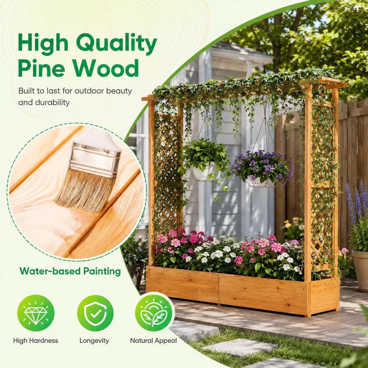 Raised Garden Bed with Trellis - đánh giá và giá Raised Bed Planter Box