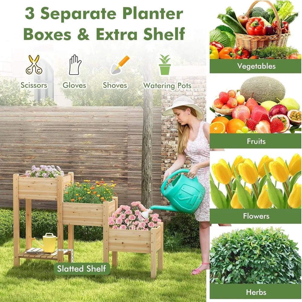 3-Tier Wooden Raised Garden Be - đánh giá và giá Raised Bed Planter Box